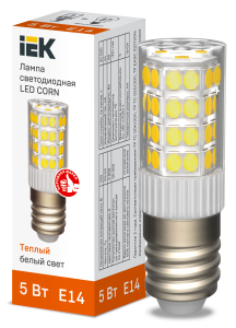 Лампа светодиодная CORN капсула 5Вт 230В 3000К керамика E14 IEK LLE-CORN-5-230-30-E14  фото | Capital Power - инженерные системы