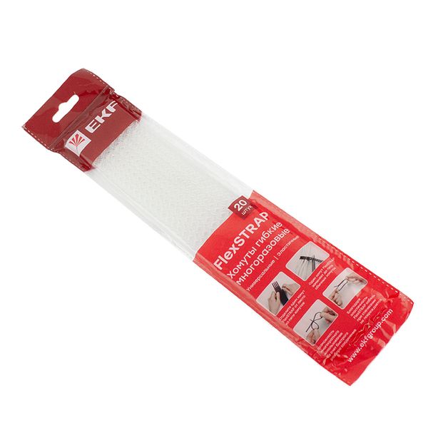 Хомут гибкий (20 шт,) белый FlexSTRAP EKF PLC-FS-WR  фото | Capital Power - инженерные системы