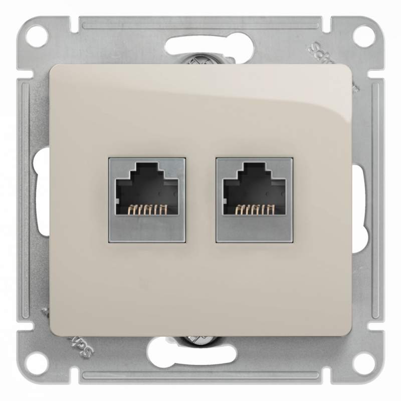 Розетка Systeme Electric серии Glossa двойная RJ11+RJ45, кат.5Е,механизм, МОЛОЧНЫЙ GSL000985  фото | Capital Power - инженерные системы