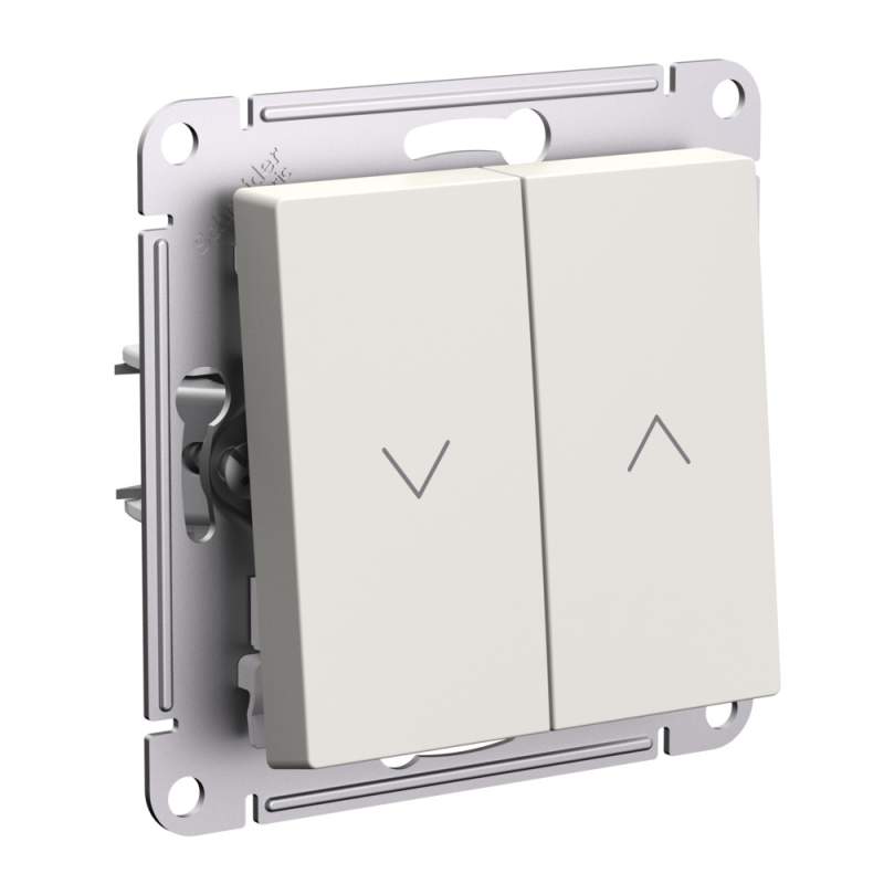 Выключатель для жалюзи 2-клавишный Systeme Electric серии AtlasDesign, 2Х Сх.4, 10А, Мех., Бежевый ATN000219  фото | Capital Power - инженерные системы