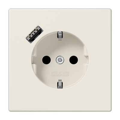 Розетка Jung LS серия Слоновая кость SCHUKO® с USB-интерфейсом с 1 USB-портом типа A LS1520-18A LS1520-18A  фото | Capital Power - инженерные системы