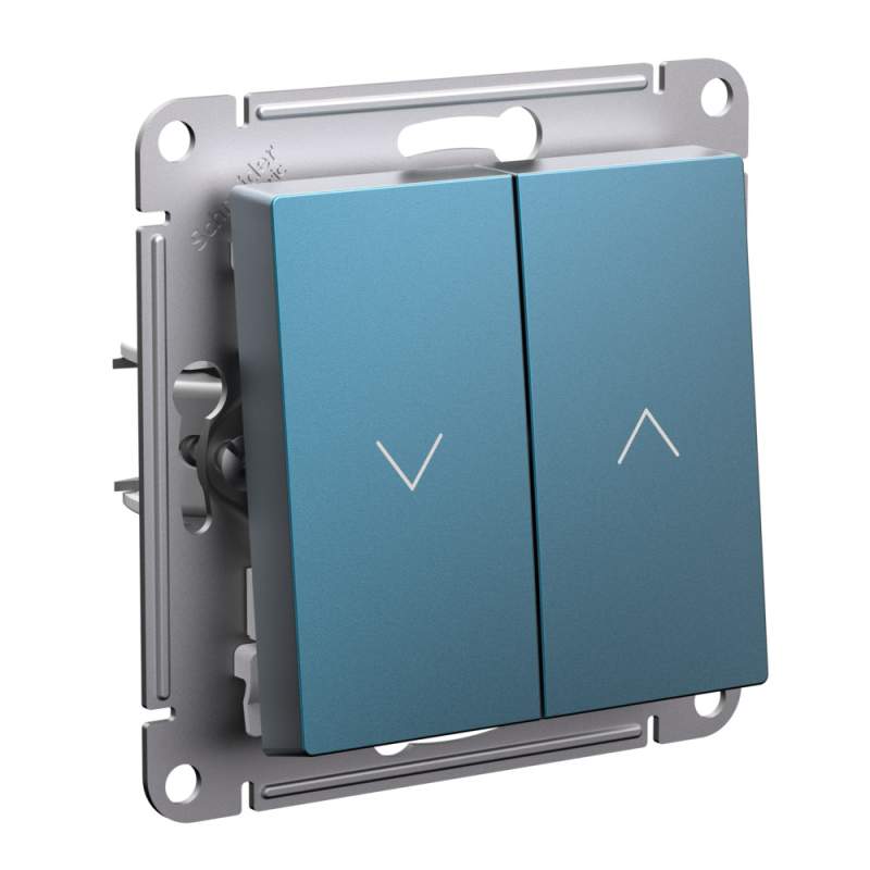 Выключатель для жалюзи 2-клавишный Systeme Electric серии AtlasDesign, 2Х Сх.4, 10А, Мех., Изумруд ATN000819  фото | Capital Power - инженерные системы