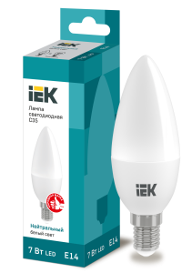 Лампа светодиодная C35 свеча 7Вт 230В 4000К E14 IEK LLE-C35-7-230-40-E14  фото | Capital Power - инженерные системы