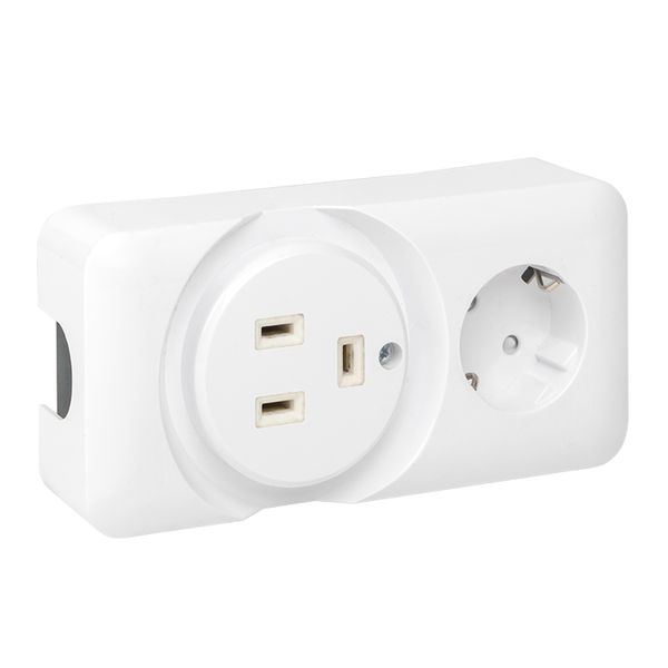 Розетка двойная (РШ/евро) 32А/16A 250В 2P+PE бел, EKF AS-250-32/16-O  фото | Capital Power - инженерные системы