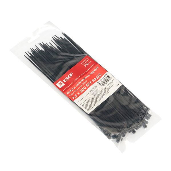 Хомут нейлоновый черный (2,5х200) (100шт,) EKF Basic PLC-CB-2.5X200  фото | Capital Power - инженерные системы