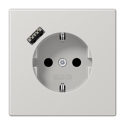 Розетка Jung LS серия светло-серый SCHUKO® с USB-интерфейсом с 1 USB-портом типа A LS серия светло-серый LS1520-18ALG LS1520-18ALG  фото | Capital Power - инженерные системы