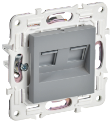 Розетка компьютерная двойная RJ45 кат.5E SK-K03Gr серый IEK серии SKANDY SK-K20-1-K03  фото | Capital Power - инженерные системы