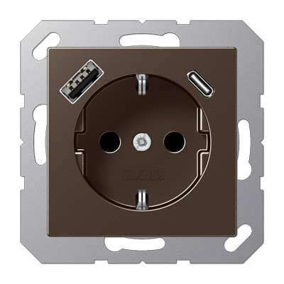 Розетка Jung A серия мокко SCHUKO® с USB-интерфейсом с 1 гнездо USB типа A и 1 гнездо USB типа C A1520-15CAMO A1520-15CAMO  фото | Capital Power - инженерные системы