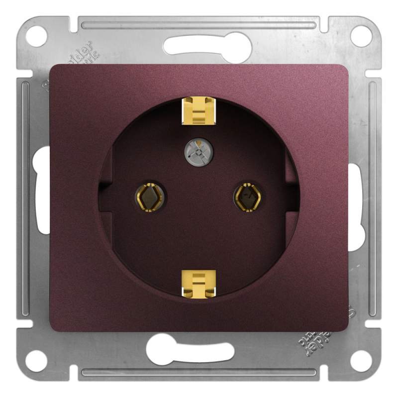 Розетка Systeme Electric серии Glossa с заземлением, 16А, 250В, механизм, БАКЛАЖАНОВЫЙ GSL001143  фото | Capital Power - инженерные системы