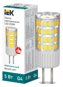 Лампа светодиодная CORN капсула 5Вт 230В 4000К керамика G4 IEK LLE-CORN-5-230-40-G4  фото | Capital Power - инженерные системы