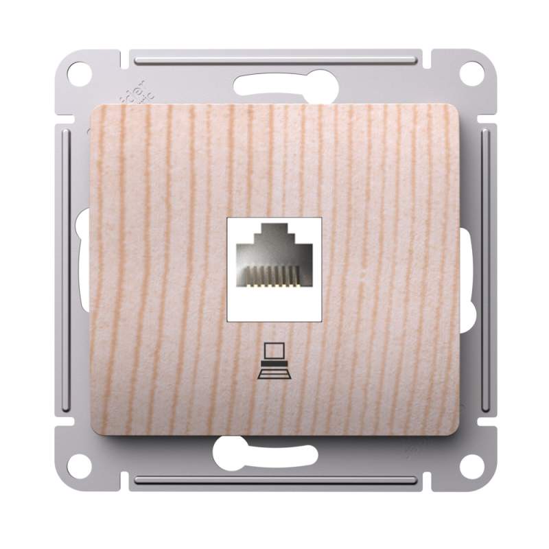 Розетка Systeme Electric серии Glossa компьютерная RJ45 кат.5Е, механизм, СОСНА GSL001581K  фото | Capital Power - инженерные системы