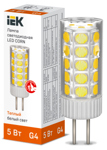 Лампа светодиодная CORN капсула 5Вт 12В 3000К керамика G4 IEK LLE-CORN-5-012-30-G4  фото | Capital Power - инженерные системы
