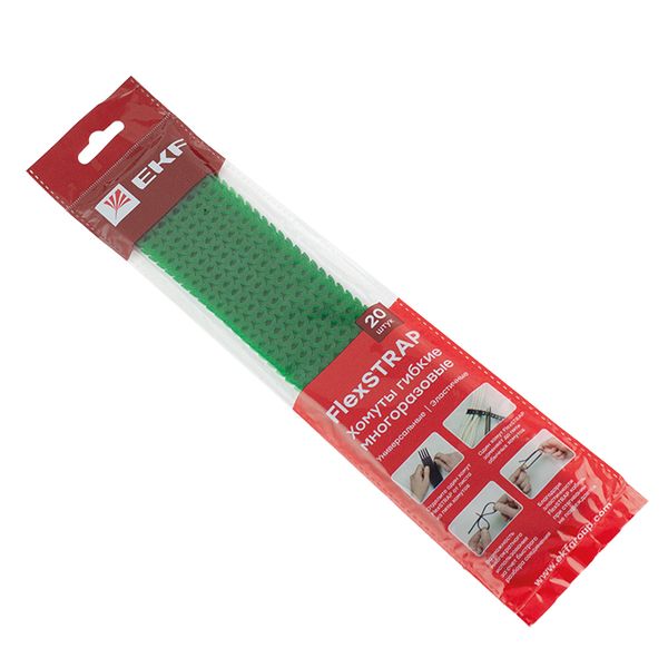 Хомут гибкий (20 шт,) зеленый FlexSTRAP EKF PLC-FS-GR  фото | Capital Power - инженерные системы