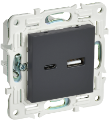 Розетка USB A+C 3,1А SK-R14G графит IEK серии SKANDY SK-U22-D31-K53  фото | Capital Power - инженерные системы