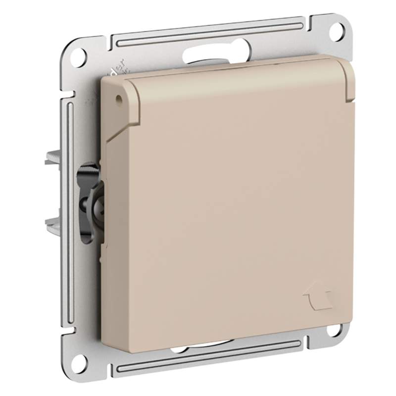 Розетка Systeme Electric серии AtlasDesign С Заземл. Со Шторк. С Крышкой, 16А, Ip20, Механизм, Песочный ATN001246  фото | Capital Power - инженерные системы