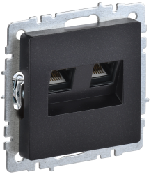Розетка двойная RJ11+RJ45 кат.5E РК/Т12-БрЧ черный IEK серии BRITE BR-KT20-O-1-K02  фото | Capital Power - инженерные системы