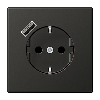 Розетка Jung LS серия Антрацит SCHUKO® с USB-интерфейсом с 1 USB-портом типа A LS серия Антрацит AL1520-18AAN-L AL1520-18AAN-L  фото | Capital Power - инженерные системы