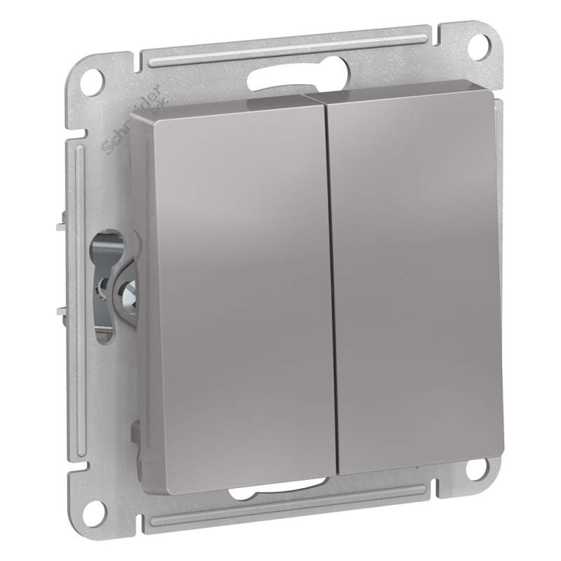 Выключатель 2-клавишный IP44 Systeme Electric серии AtlasDesign Aqua, Сх.5, 10Ах, Механизм, Алюминий ATN440351  фото | Capital Power - инженерные системы
