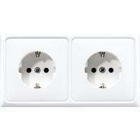 Розетка Jung CD серия белая SCHUKO 16A 250V~ сдвоенная, полная плата термопласт CD522BFWW CD522BFWW  фото | Capital Power - инженерные системы