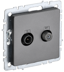 Розетка двойная TV+SAT РТВ/РСп12-БрС сталь IEK серии BRITE BR-AF20-O-K46  фото | Capital Power - инженерные системы