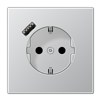 Розетка Jung LS серия алюминий SCHUKO® с USB-интерфейсом с 1 USB-портом типа A LS серия алюминий AL1520-18A-L AL1520-18A-L  фото | Capital Power - инженерные системы