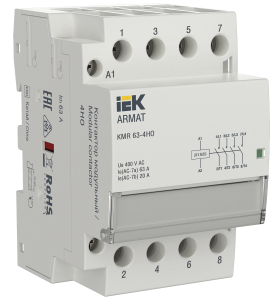 ARMAT Контактор модульный KMR 63А 24В AC/DC 4НО IEK AR-KMR20-063-40-024  фото | Capital Power - инженерные системы