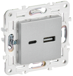 Розетка USB A+C 18Вт SK-R13S серебряный IEK серии SKANDY SK-U22-018-K23  фото | Capital Power - инженерные системы