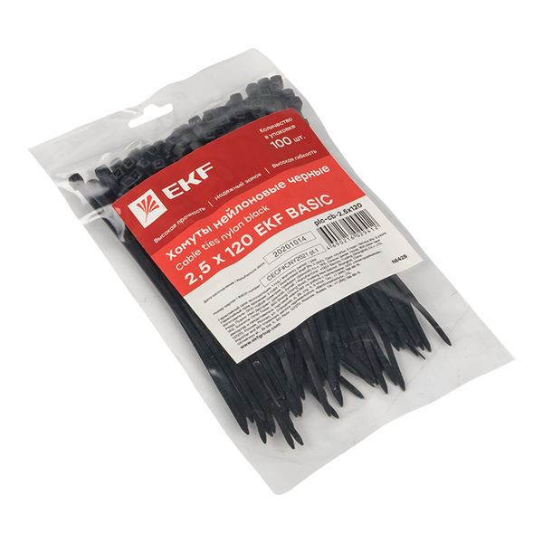 Хомут нейлоновый черный (2,5х120) (100шт,) EKF Basic PLC-CB-2.5X120  фото | Capital Power - инженерные системы