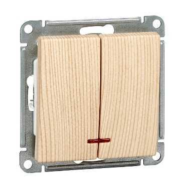 Выключатель 2-клавишный Systeme Electric серии W59 с подсв. 10АХ, механизм, СОСНА VS510-251-7-86  фото | Capital Power - инженерные системы