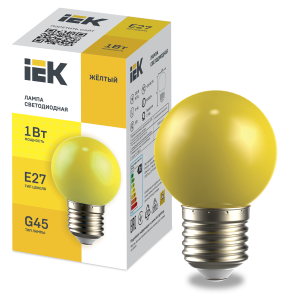 LIGHTING Лампа светодиодная декоративная G45 шар 1Вт 230В желтый E27 IEK LLE-G45-1-230-Y-E27  фото | Capital Power - инженерные системы