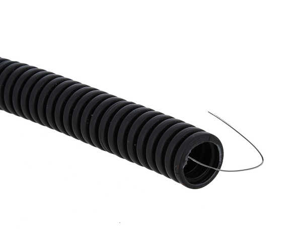 Труба гофр, ПВХ с протяжкой d20 мм (100 м) черная EKF-Plast TG-Z-20-100-BLACK  фото | Capital Power - инженерные системы