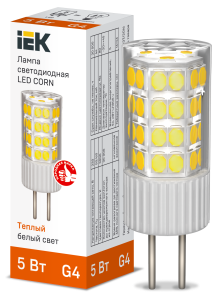 Лампа светодиодная CORN капсула 5Вт 230В 3000К керамика G4 IEK LLE-CORN-5-230-30-G4  фото | Capital Power - инженерные системы