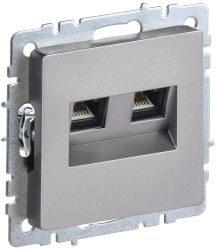 Розетка компьютерная двойная RJ45 кат.5E РК10-2-БрС сталь IEK серии BRITE BR-K20-1-K46  фото | Capital Power - инженерные системы