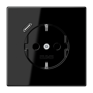 Чёрный Розетка Jung LS серия черная SCHUKO® с USB-интерфейсом с 1 USB-портом типа A LS серия черная LS1520-18CSW LS1520-18CSW  фото | Capital Power - инженерные системы