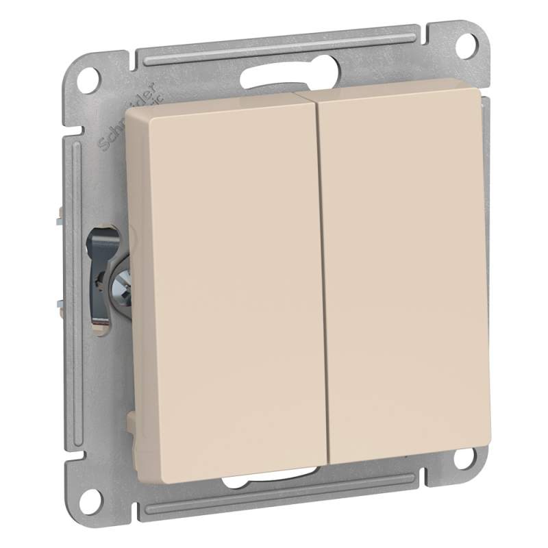 Переключатель 2-клавишный Systeme Electric серии AtlasDesign, Сх.6/2, 10Ах, Механизм, Бежевый ATN000265  фото | Capital Power - инженерные системы