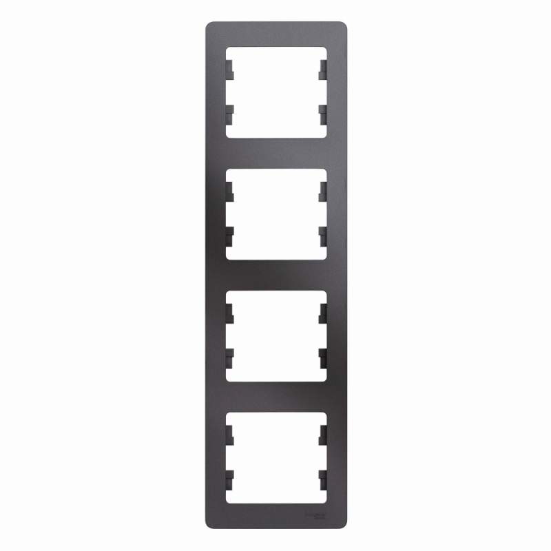 Рамка Systeme Electric серии Glossa 4 поста, вертикальная, ГРАФИТ GSL001308  фото | Capital Power - инженерные системы