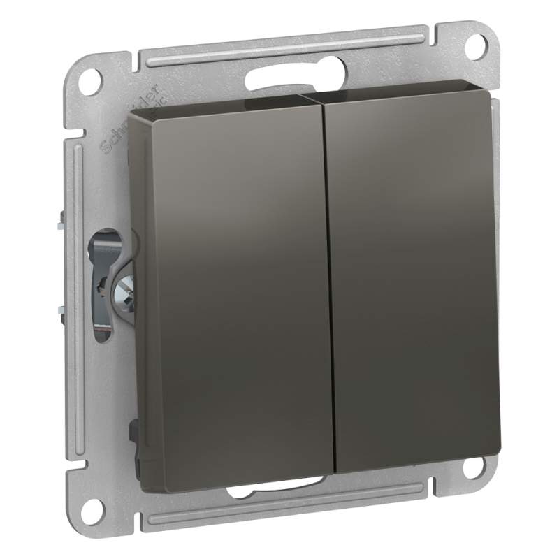 Переключатель 2-клавишный Systeme Electric серии AtlasDesign, Сх.6/2, 10Ах, Механизм, Сталь ATN000965  фото | Capital Power - инженерные системы
