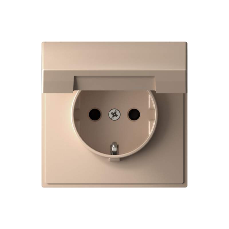 Розетка Systeme Electric серии ArtGallery с заземл. со шторк. с крышкой, 16А, IP20, механизм, ПЕСОЧНЫЙ GAL001246  фото | Capital Power - инженерные системы