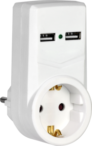 Адаптер Т-01/01 1 место с заземлением 16А 2хUSB 2,1A белый IEK WTP10-16-01-ZKU-K01  фото | Capital Power - инженерные системы