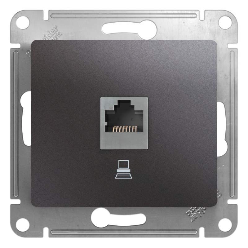 Розетка Systeme Electric серии Glossa компьютерная RJ45 кат.5Е, механизм, ГРАФИТ GSL001381K  фото | Capital Power - инженерные системы
