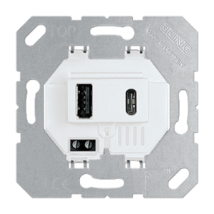 USB зарядное устройство Jung LS серия Белая с 1 гнездо USB типа A и 1 гнездо USB типа C USB15CAWW USB15CAWW  фото | Capital Power - инженерные системы