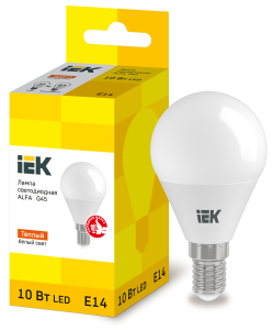 Лампа светодиодная ALFA G45 шар 10Вт 230В 3000К E14 IEK LLA-G45-10-230-30-E14  фото | Capital Power - инженерные системы