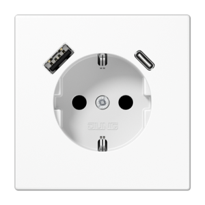 Розетка Jung LS серия белая SCHUKO® с USB-интерфейсом с 1 гнездо USB типа A и 1 гнездо USB типа C LS серия белая LS1520-15CAWW LS1520-15CAWW  фото | Capital Power - инженерные системы