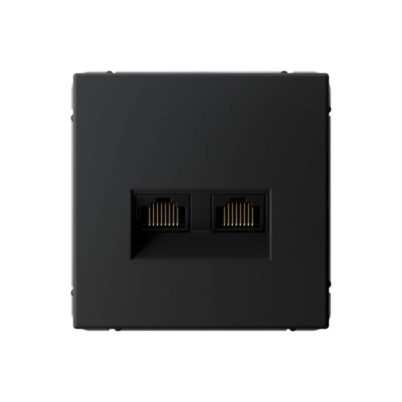 Розетка Systeme Electric серии ArtGallery двойная компьютерная RJ45+RJ45, кат.6А, механизм, КАРБОН GAL001088  фото | Capital Power - инженерные системы