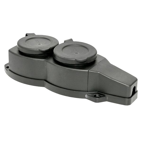 Роз, (колодка) двухмест, с защит, крышками каучуковая 230В 2P+PE 16A IP44 EKF Марс RPS-018-16-230-44  фото | Capital Power - инженерные системы