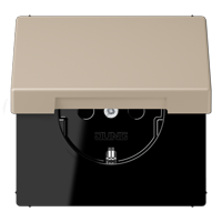 Розетка Jung Les Couleurs® Le Corbusier ombre naturelle claire SCHUKO® с откидной крышкой и со встроенной повышенной защитой от прикосновения LC1520KIKL32142
