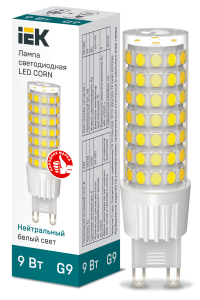 Лампа светодиодная CORN капсула 9Вт 230В 4000К керамика G9 IEK LLE-CORN-9-230-40-G9  фото | Capital Power - инженерные системы