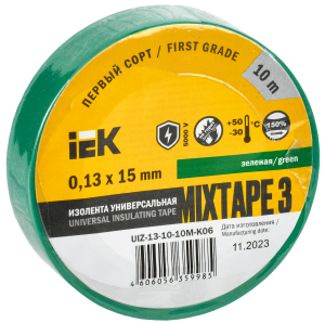 MIXTAPE 3 Изолента 0,13х15мм зеленая 10м IEK UIZ-13-10-10M-K06  фото | Capital Power - инженерные системы