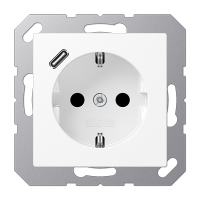 Розетка Jung A серия белоснежный матовый SCHUKO® с 1 USB-портом типа С A1520-18CWWM A1520-18CWWM  фото | Capital Power - инженерные системы
