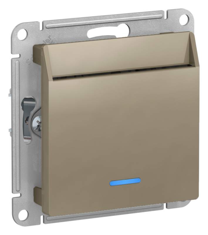 Выключатель карточный 10А Systeme Electric серии AtlasDesign, Без Задержки Времени, Механизм, Шампань ATN000567  фото | Capital Power - инженерные системы